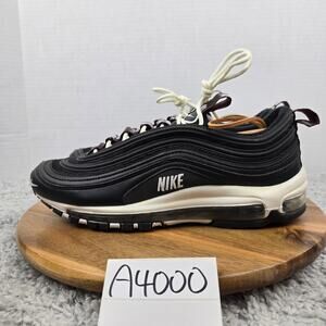 Nike Mens 10 Air Max 97 Premium Black White Overbranding Casual Athletic Sneaker